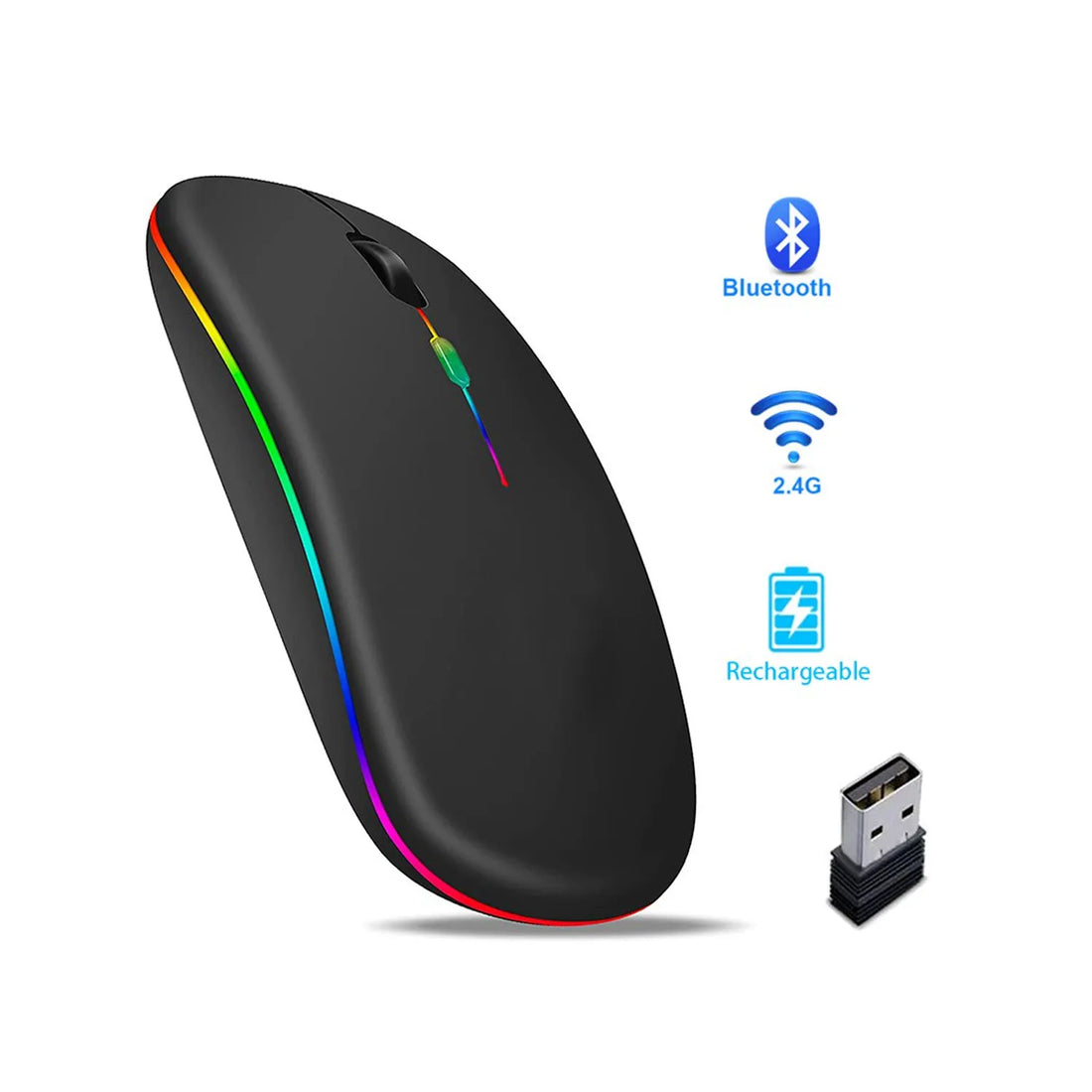Muvit RGB Wireless Rechargeable Mouse (Black Color)