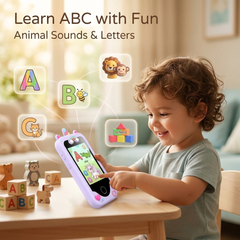 Kids Smart Phone Toy with Dual Camera, 2.8” Touchscreen Learning & Games Phone for Boys & Girls (Ages 3–10, Light Purple)