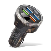 Muvit 65W Car Charger 5 Ports(4 USB + 1 Type-C) Fast Charging Adapter with Pd30W&Qc3.0,Transparent Case Led Indicator Compatible with iPhone/Smartphones/Tablets/Smartwatches and Power Banks