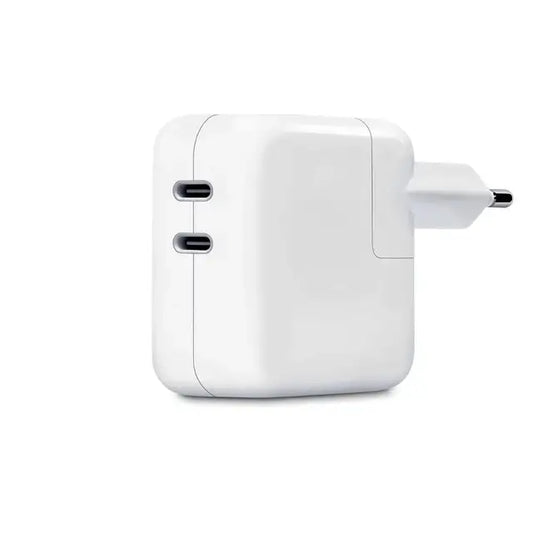 35W dual USB-C port power adapter rapidly charges your iPhone and other devices, saving you time.