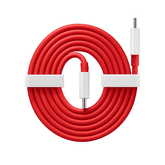 Muvit Type C to Type C fast charging data cable for OnePlus devices, featuring a durable red design with white connectors for efficient power delivery.