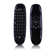 Air mouse, wireless keyboard, and remote control functions combined in one device for ultimate convenience