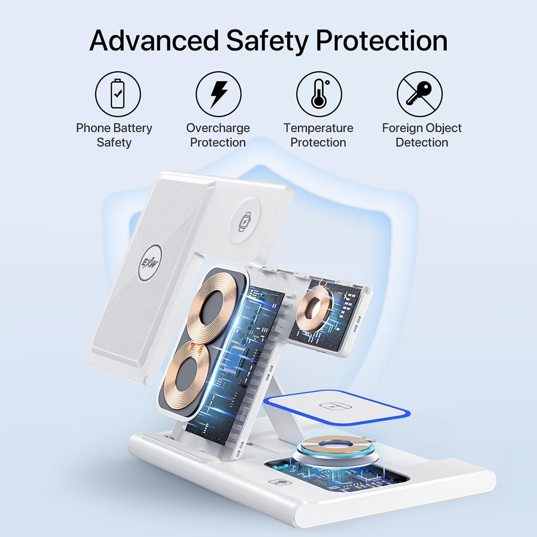 Muvit 3-in-1 Magnetic Foldable Wireless Charger 23W for iPhone  | iWatch & AirPods Charging Station | Portable Fast Charging Dock