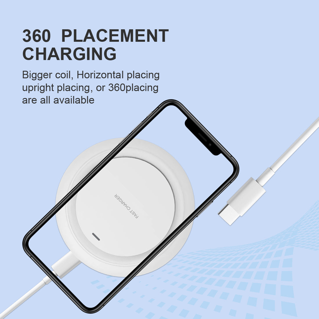 Muvit 15W Magnetic Wireless Charger Pad for iPhone | Fast Qi Charging USB-C Wireless Charging Pad for iOS & Android