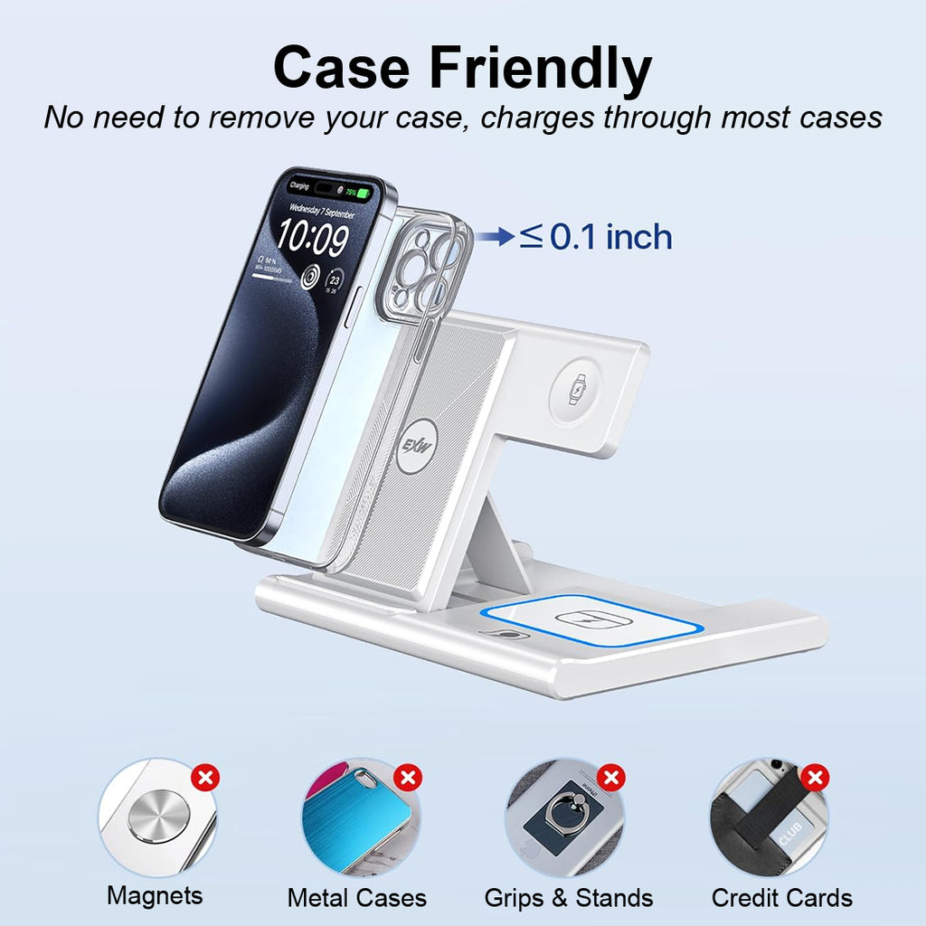 Muvit 3-in-1 Magnetic Foldable Wireless Charger 23W for iPhone  | iWatch & AirPods Charging Station | Portable Fast Charging Dock