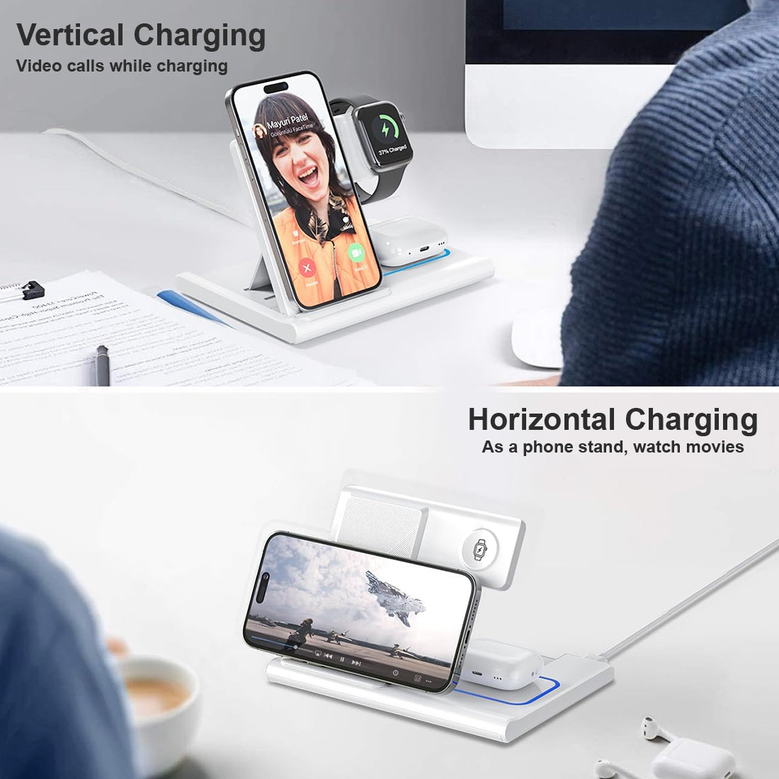 Muvit 3 In 1 Foldable Wireless Charging Station for Apple Products