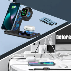 Muvit 3-in-1 Magnetic Foldable Wireless Charger 23W for iPhone  | iWatch & AirPods Charging Station | Portable Fast Charging Dock