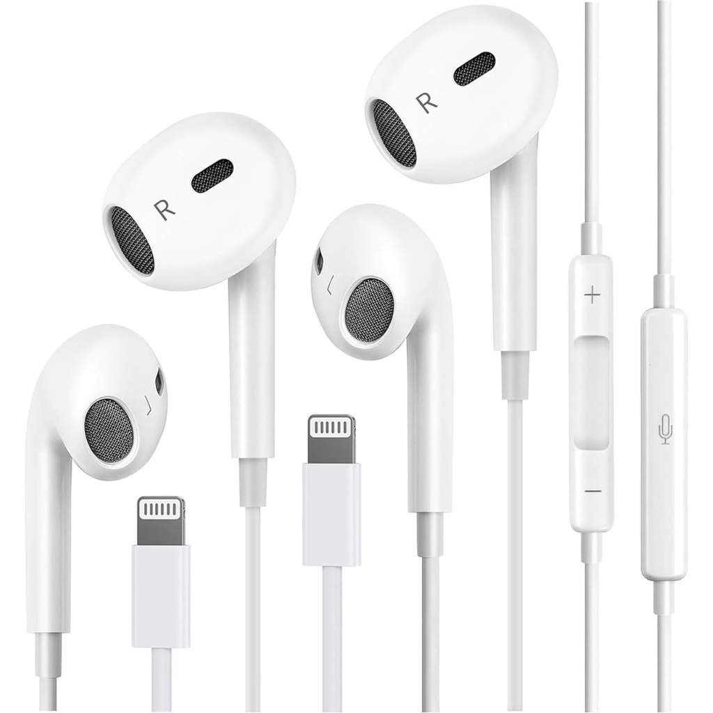 MFi Certified Lightning Wired Earphones (Pack of 2) | Bluetooth Pairing, Deep Bass, Mic & Volume Control for iPhone & iPad