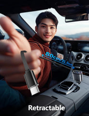 Muvit 4 in 1 Retractable Car Charger with Starry Light,66W Cigarette Lighter Charger Compatible for iPhone 17 Pro Max 16 15 14 13 12 11 Series, Compatible All Other Phone Models