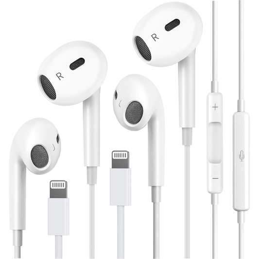 MFi Certified Lightning Wired Earphones (Pack of 2) | Bluetooth Pairing, Deep Bass, Mic & Volume Control for iPhone & iPad