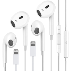 MFi Certified Lightning Wired Earphones (Pack of 2) | Bluetooth Pairing, Deep Bass, Mic & Volume Control for iPhone & iPad