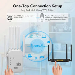 Muvit 6 Antenna WiFi Range Extender 300Mbps | Wireless Repeater with 2 LAN Ports
