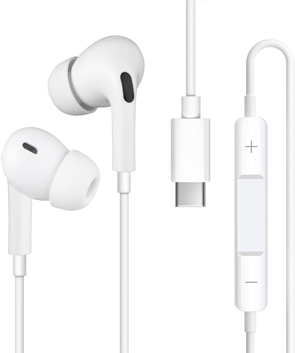 Muvit Type-C Wired Earphones with Mic | Extra Bass In-Ear Headphones for iPhone 16/15 Series & USB-C Devices (Noise Isolation, Stereo Sound)