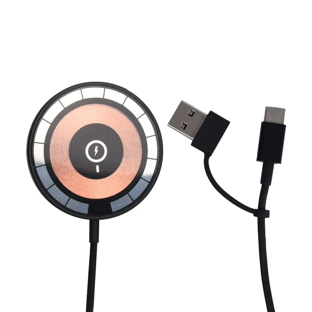 Muvit 15W 2-in-1 MagSafe Magnetic Wireless Charger | Transparent Qi Fast Charging Pad for iPhone Series & Android Devices