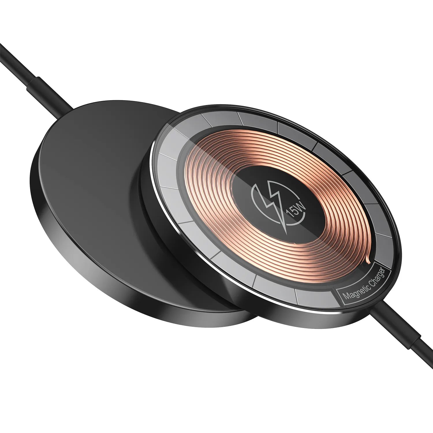 Muvit 15W 2-in-1 MagSafe Magnetic Wireless Charger | Transparent Qi Fast Charging Pad for iPhone Series & Android Devices