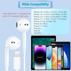 MFi Certified Lightning Wired Earphones (Pack of 2) | Bluetooth Pairing, Deep Bass, Mic & Volume Control for iPhone & iPad