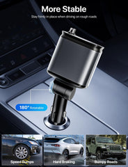 Muvit 4 in 1 Retractable Car Charger with Starry Light,66W Cigarette Lighter Charger Compatible for iPhone 17 Pro Max 16 15 14 13 12 11 Series, Compatible All Other Phone Models