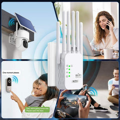 Muvit 6 Antenna WiFi Range Extender 300Mbps | Wireless Repeater with 2 LAN Ports