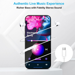 Muvit USB-C Wired Earphones (Pack of 2) with Mic & Volume Control | Type-C Headphones for iPhone 15/16/17 & Android