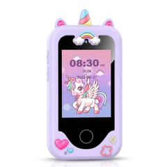 Kids Smart Phone Toy with Dual Camera, 2.8” Touchscreen Learning & Games Phone for Boys & Girls (Ages 3–10, Light Purple)