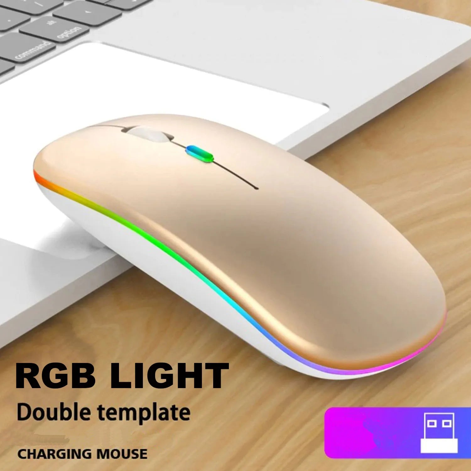 Muvit RGB Ultra Slim Wireless Rechargeable Mouse (Gold)