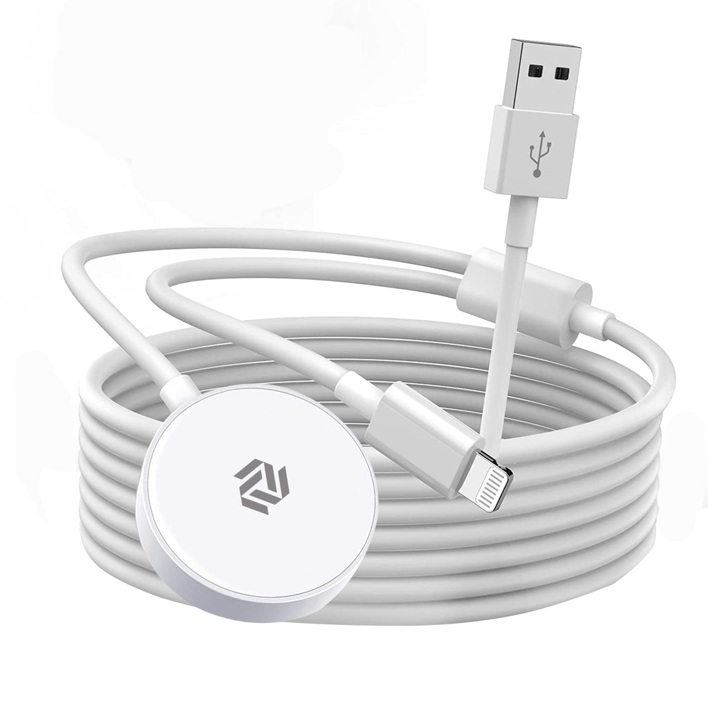 Muvit Fast Charging USB Cable with Magnetic Watch Charger for iWatch Series 10–1 & iPhone (White)