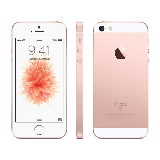 Rose gold iPhone showing front and back on a white background