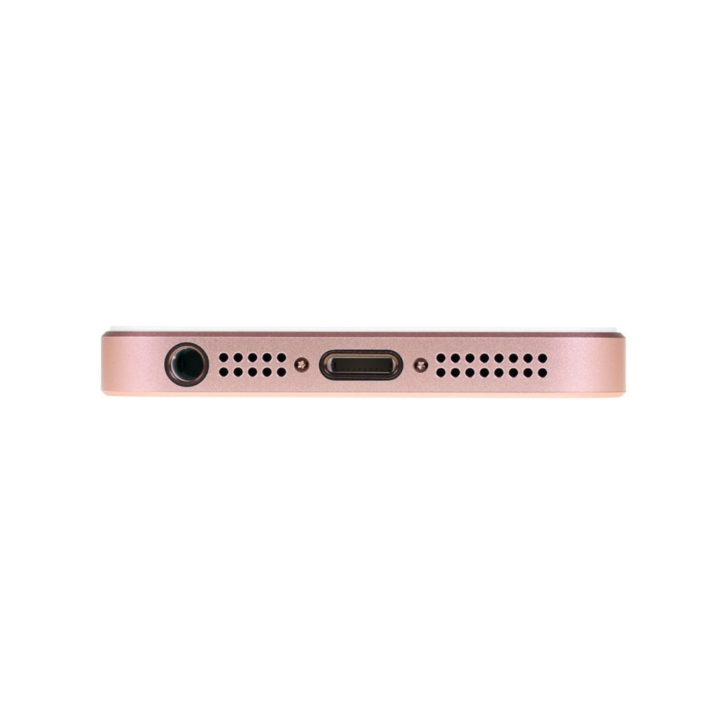 Rose gold electronic device with ports on a white background