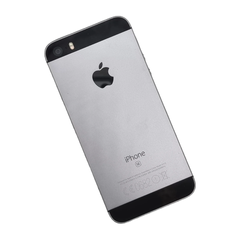 Back view of an iPhone with Apple logo on a white background