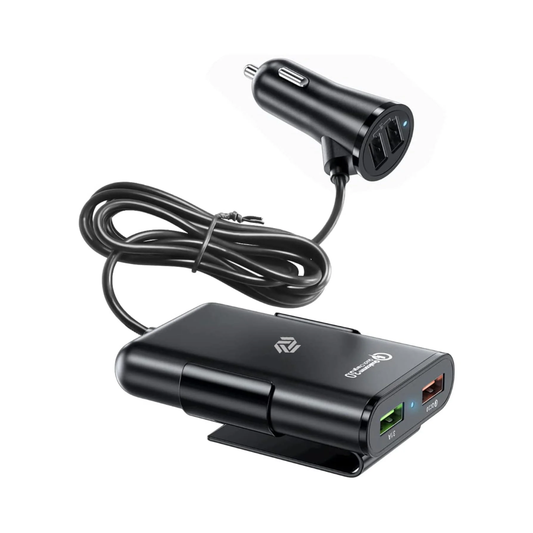 Muvit 40W 4-Port Fast Car Charger for iPhone, Samsung, Mi, Oppo – Black