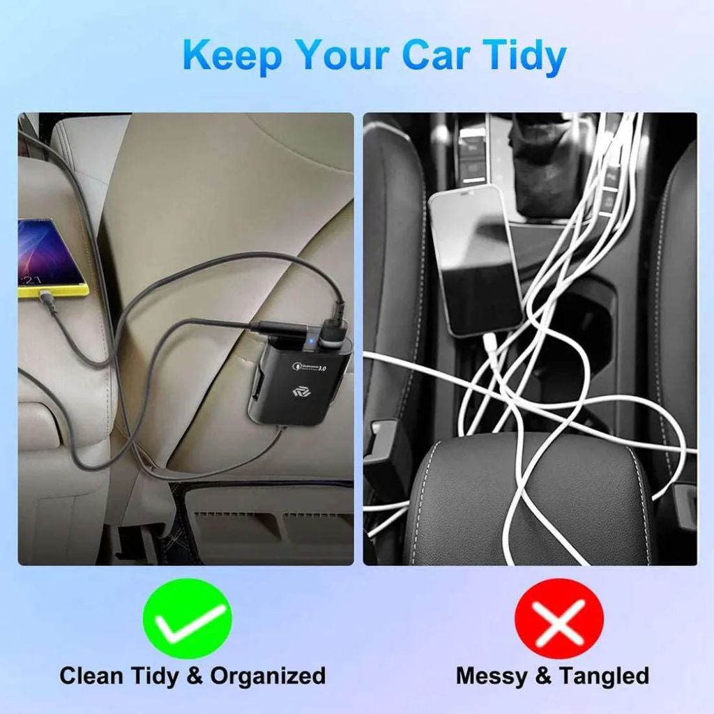 Muvit 40W 4-Port Fast Car Charger for iPhone, Samsung, Mi, Oppo – Black