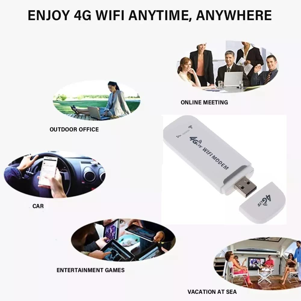 4G LTE Wireless WiFi USB Dongle Stick with All SIM Network Support | Plug & Play Data Card with up to 150Mbps Data Speed Hotspot Modem for Travel & Home