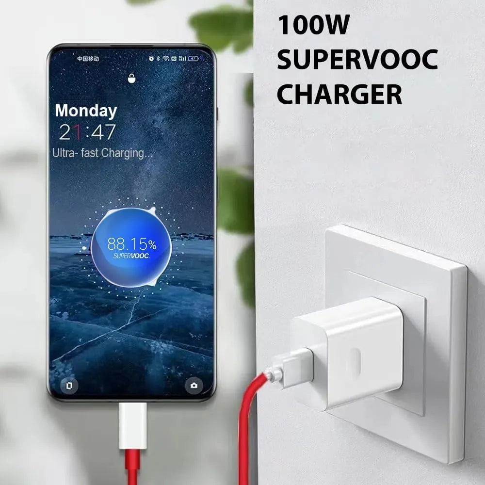 Muvit 100W SuperVOOC Fast Charger Adapter | Ultra Fast Charging USB-A Power Adapter – White