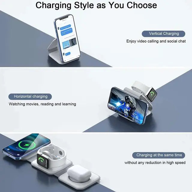 Muvit 3-in-1 Foldable Magnetic Wireless Charger For iPhone