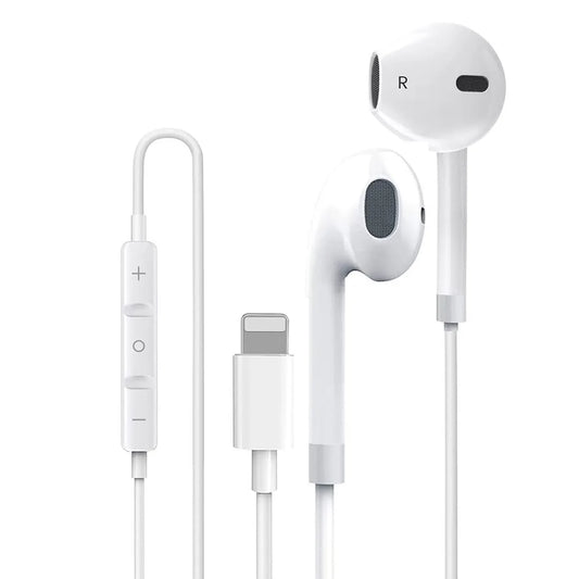 Muvit Wired Earbuds with Microphone - Stereo in-Ear In Ear Headphones Compatible for iPhone 7/8/X/XS/XR/11/12/13/14 Pro, iPad - Noise-Isolating, Stereo Sound, White