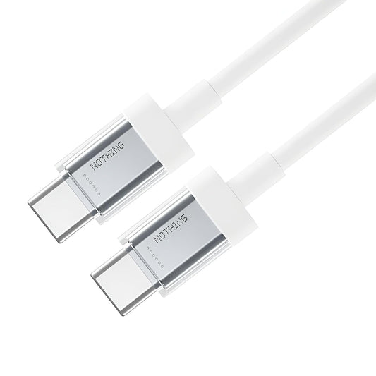 Muvit 65W Type C to C High Speed 3.3Ft Cable for Nothing/CMF Nothing Phone 3Pro/3a/2/ Google/Galaxy S24 Ultra/Buds Fast Usb C Charging Support Laptop/Tablet Cord Sync Data Transfer, White