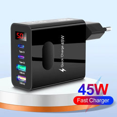 Muvit 4 Ports Super Fast 45W Output USB & Type-C Dual Output Super Fast Charger