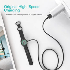 Muvit USB Charging Cable for Fitbit Versa 3 / Versa 4 / Sense/Sense 2 Smartwatch Charging Cord for Fitbit Sense/Sense 2/Versa 3/Versa 4 Smart Watch 3.3Ft Cable - Black
