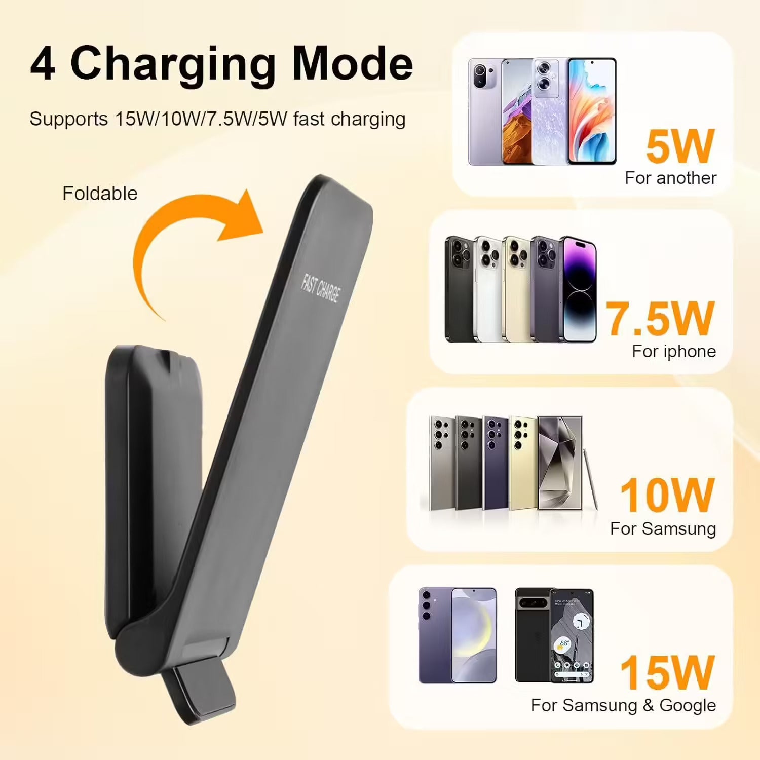 MUVIT 15W Fast Wireless Charger Foldable Stand Compatible for iphone 17 16 15 14 13 12 and 11 Series Charging Stand