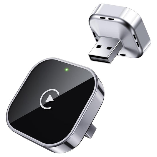 Muvit Wireless CarPlay Adapter Compatible for iPhone Plug & Play, Mini USB/USB-C Auto Adapter for Wired CarPlay Cars Fast & Stable 5.8GHz Wi-Fi, Bluetooth 5.3 – Compatible with iOS 10+