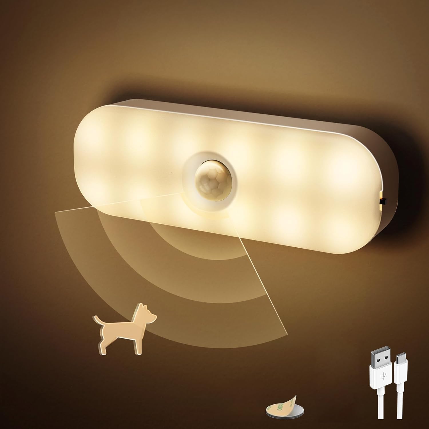 Muvit Motion Sensor LED Light for Home | Wireless Rechargeable Magnetic Night Light