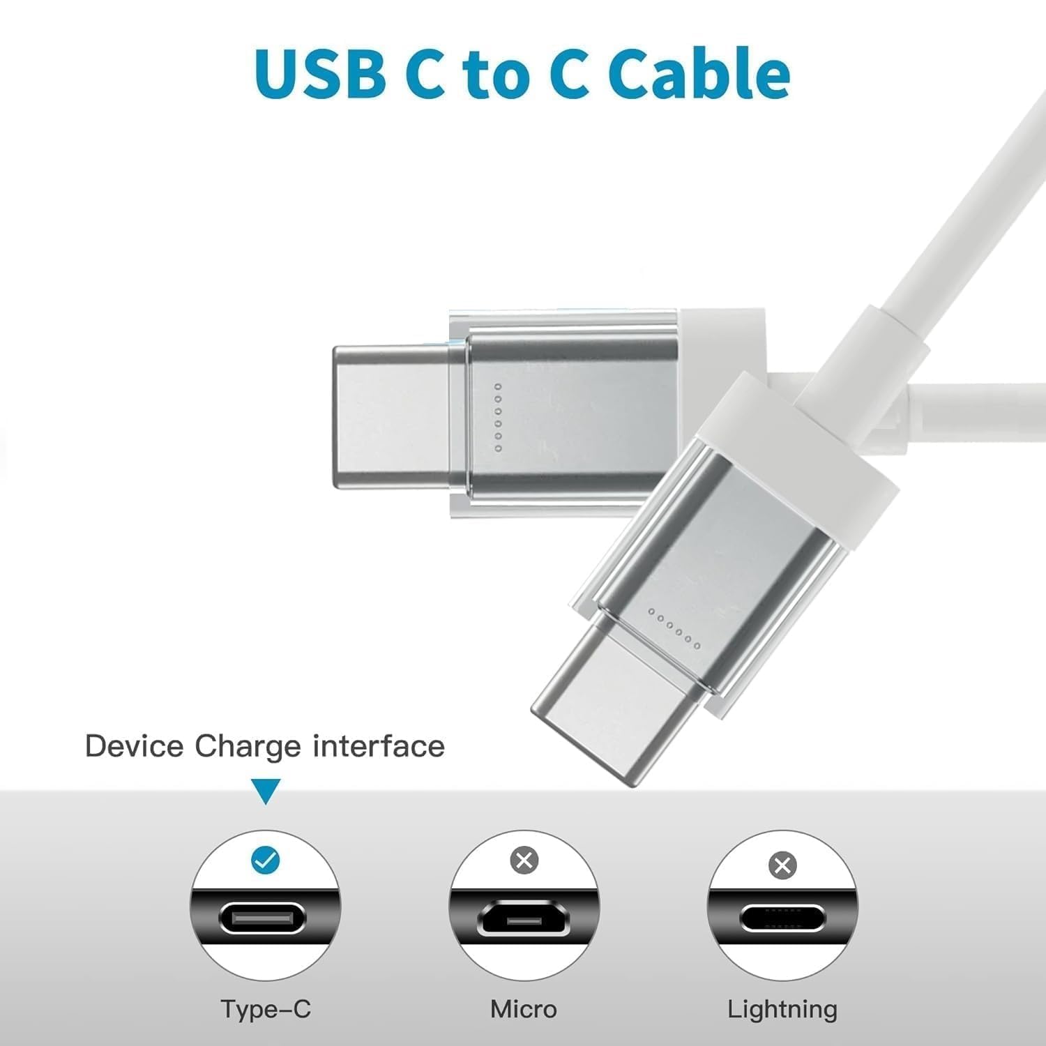 Muvit 65W Type C to C Fast Charging Cable (3.3Ft) for Nothing, Pixel & Samsung