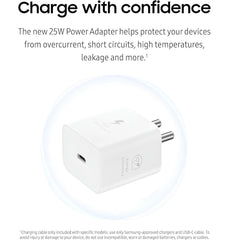 Muvit 25W Type-C Fast Charger Adapter Compatible with Samsung Galaxy S25,S24, S23,S22,S21,S20/Ultra/Fe, A55, M35, M15, M56, M05, M06, A15, A14, A35, F15, F14, F34,S/F/M/A/Z Series-WHITE