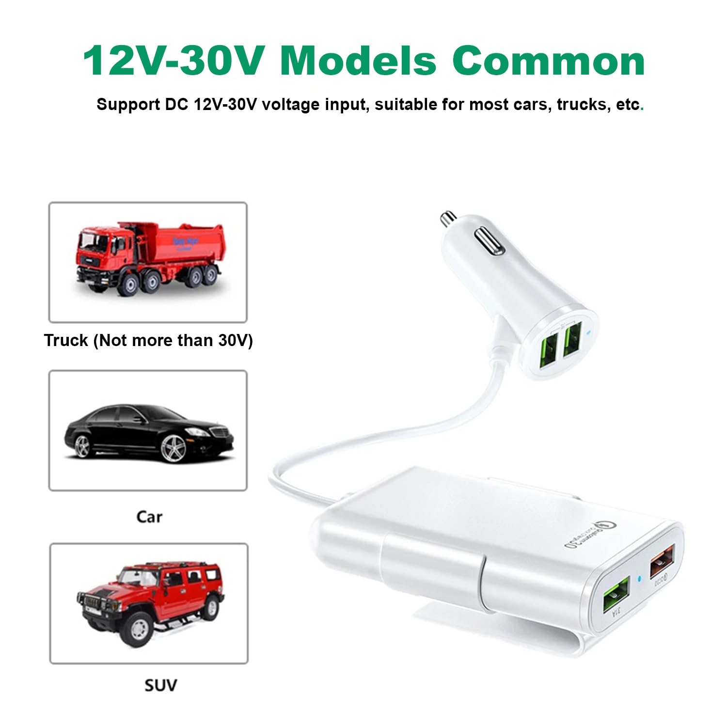 Muvit 12V Fast Car Charger Back Seat Charging 4 USB Ports 40W