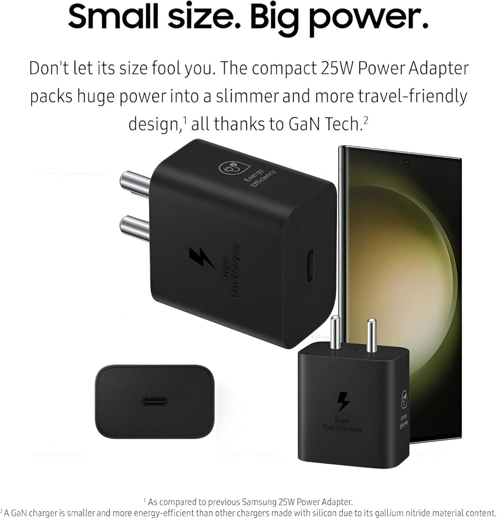 Muvit 25W Type-C Fast Charger Adapter for Samsung Galaxy | USB-C Super Fast Charging PD Adapter | Black