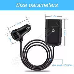 Muvit 12V Fast Car Charger Back Seat Charging 4 USB Ports 40W Compatible for Qualcomm 3.0, Samsung Galaxy, Note, iPhone, Nexus, Oppo,Pixel, Mi & Other Mobile Phones - Black