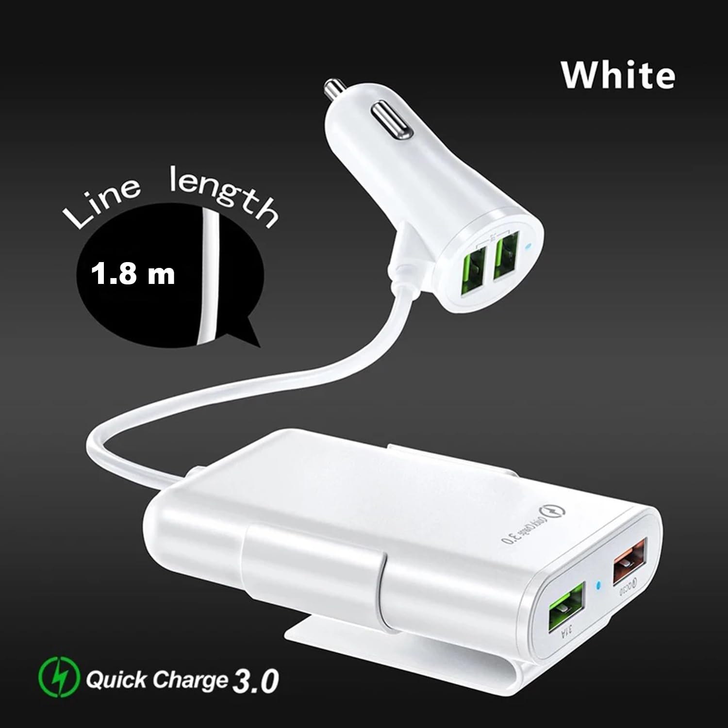 Muvit 12V Fast Car Charger Back Seat Charging 4 USB Ports 40W