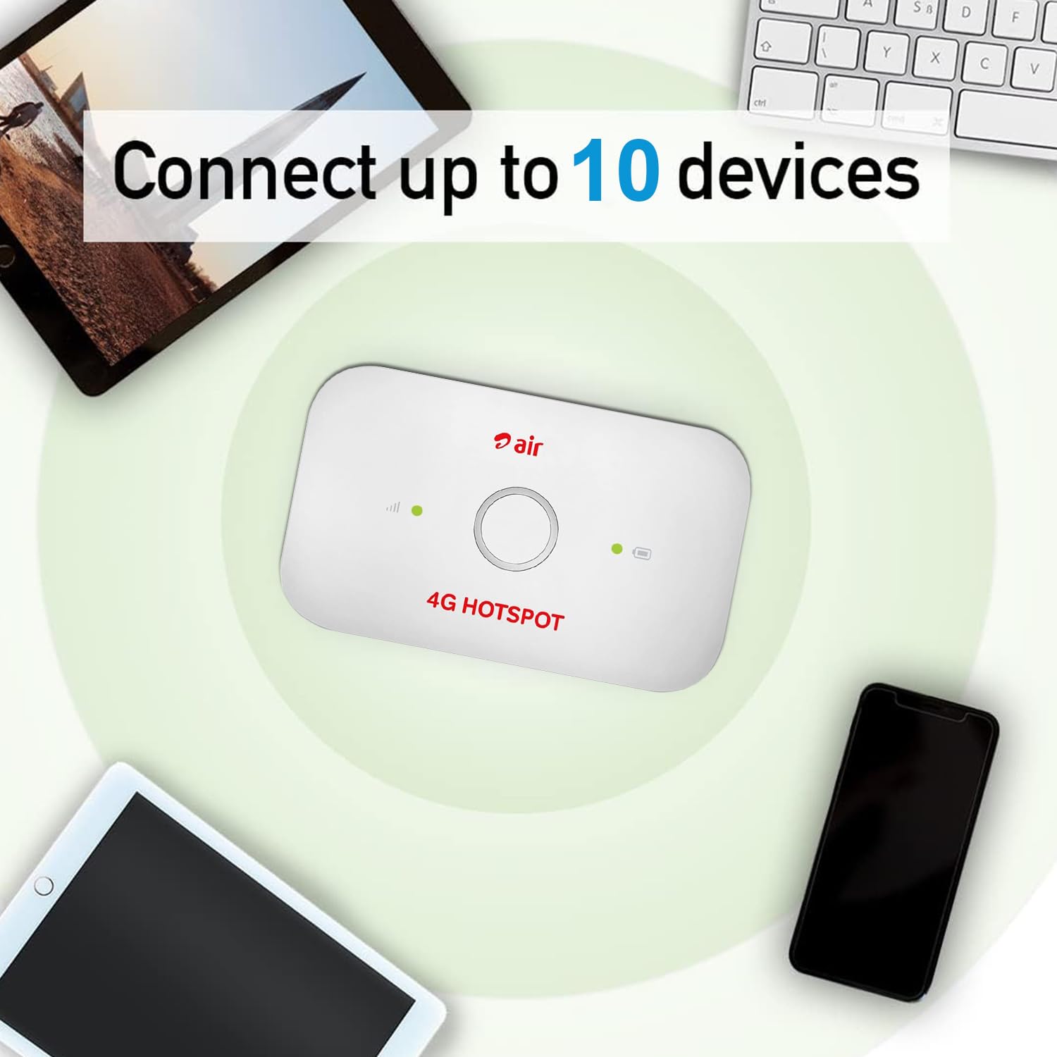 Muvit 4G LTE Wireless Dongle with Airtel Sim Network Support|Single_Band Plug & Play Data Card Stick with Up to 150Mbps WiFi Hotspot|2100Mah Rechargeable Battery (White)