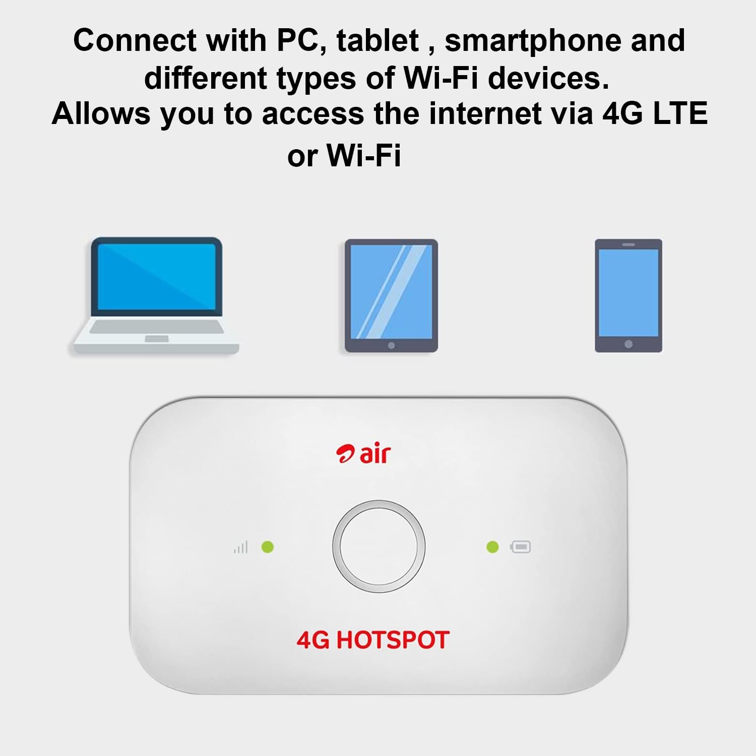 Muvit 4G LTE Wireless Dongle with Airtel Sim Network Support|Single_Band Plug & Play Data Card Stick with Up to 150Mbps WiFi Hotspot|2100Mah Rechargeable Battery (White)