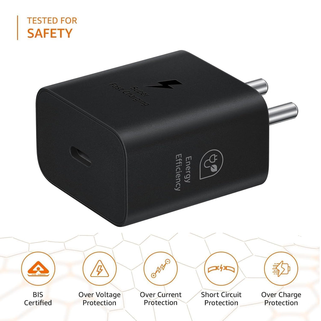Muvit 25W Type-C Fast Charger Adapter for Samsung Galaxy | USB-C Super Fast Charging PD Adapter | Black